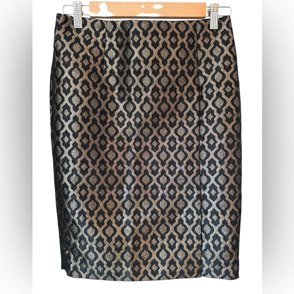 The Limited Black and Gold Geometric Pencil Skirt
